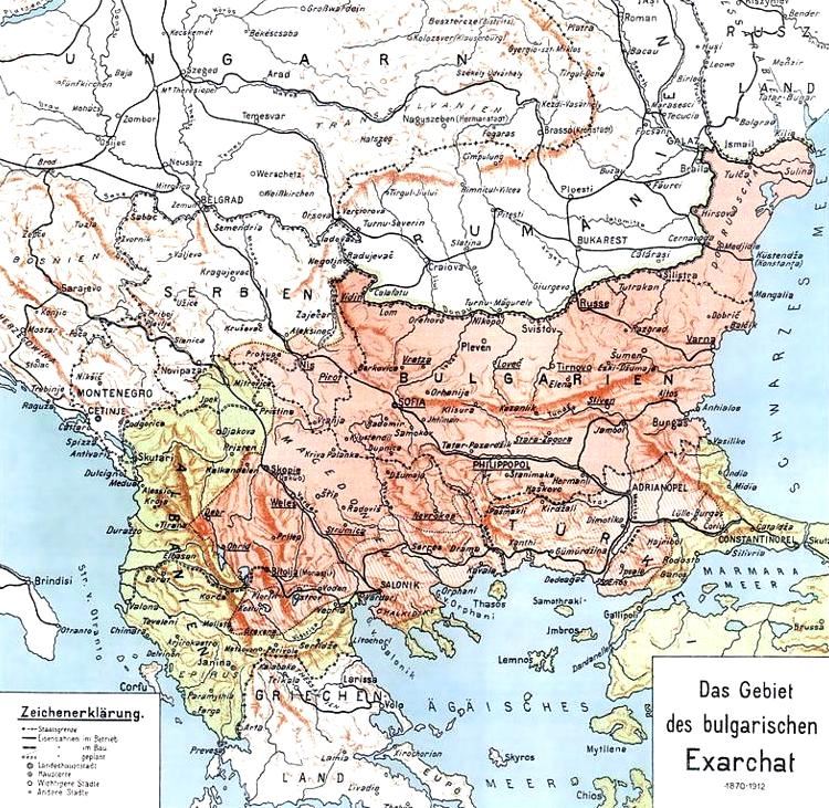 Χάρτης τού βουργαρικού εξαρχάτου 1870-1913