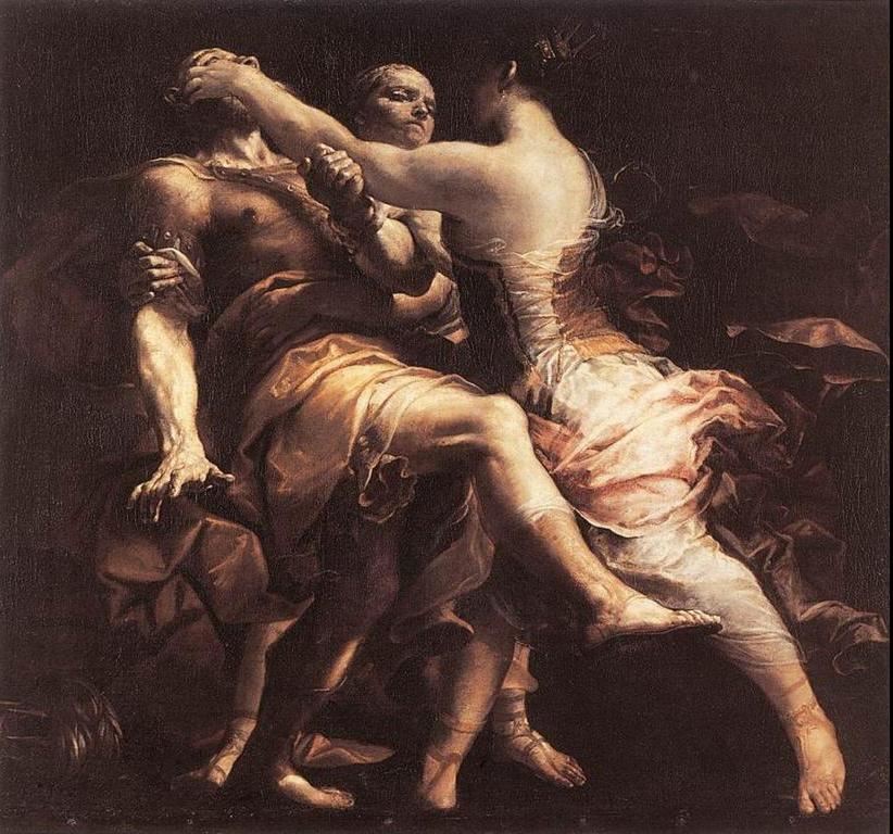 Η Εκάβη τυφλώνει τον Πολυμήστορα, δολοφόνο τού μικρότερου γιού της Πολύδωρου. Δημιουργία τού  Τζουζέππε Μαρία Κρέσπι - Βασιλικό Μουσείο των Καλών Τεχνών Βρυξέλλες.